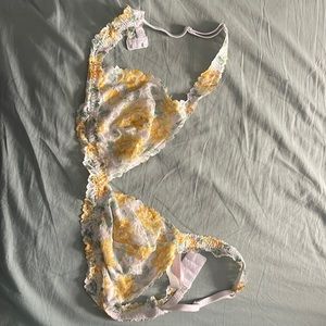 Sunflower print no padding bra, PINK